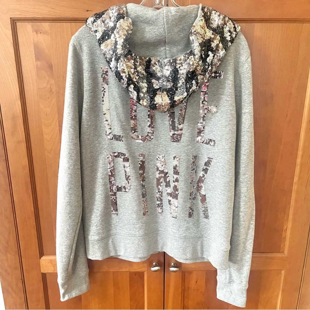 Victoria's Secret PINK Limited Edition Full-zip Hoodie With Sequin Design Size L - Picture 6 of 12